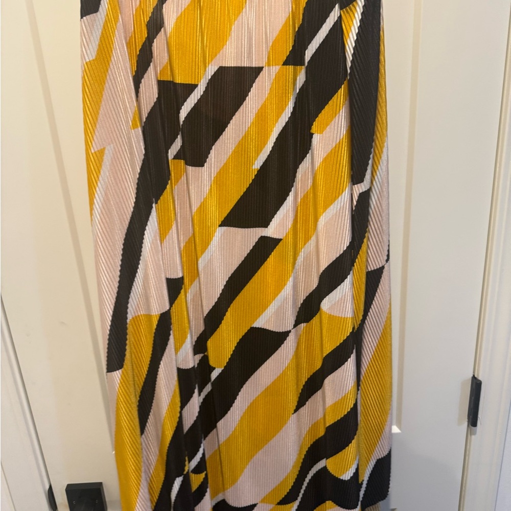 Lane Bryant Yellow and Black Midi Skirt High Low